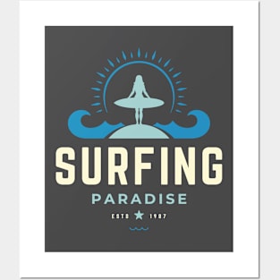 Surfing Paradise Surfer Surf Posters and Art